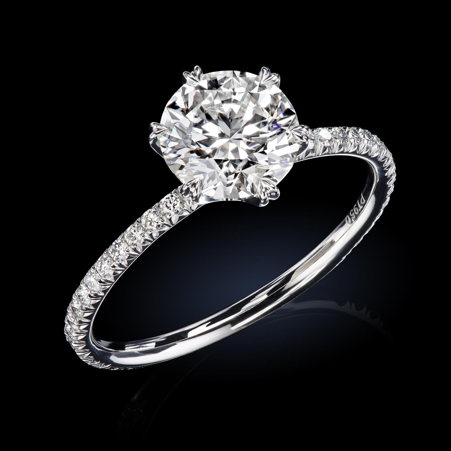Women's Leon Mege six prongs platinum solitaire ring with 2.00-carat round brilliant For Sale