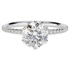 Used Leon Mege six prongs platinum solitaire ring with 2.00-carat round brilliant 