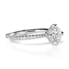 Leon Megé Soulmates solitaire with compass-style prongs and pave-set podium