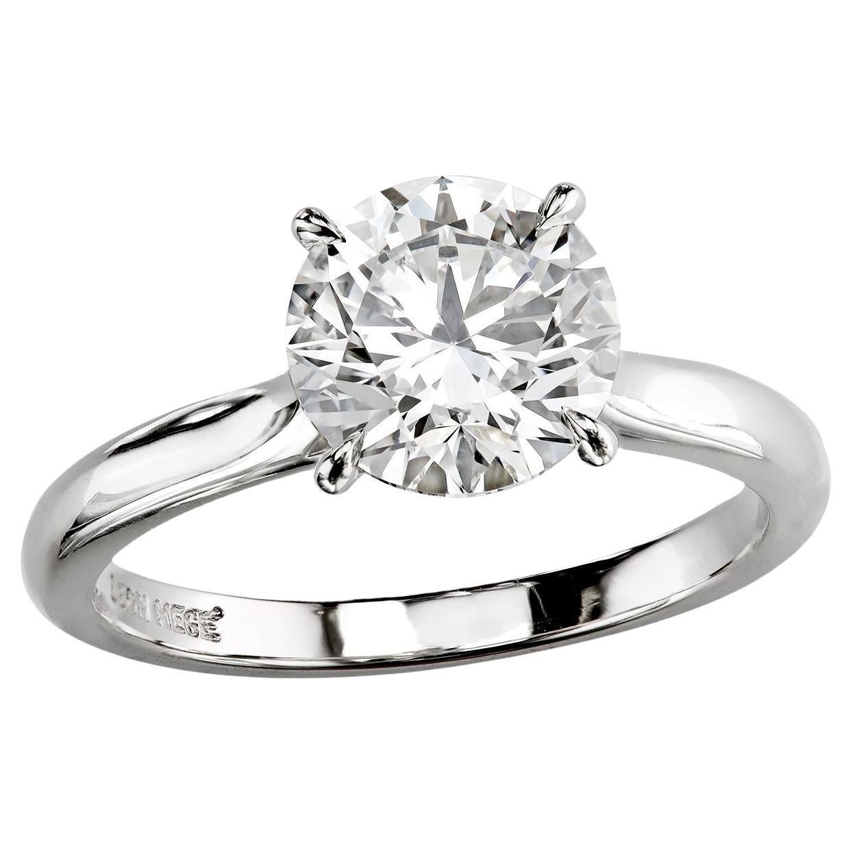 Leon Mege L'anello di fidanzamento in platino The Perfect Solitaire con diamante rotondo in vendita