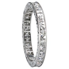Leon Mege True Used French cut diamond eternity wedding band with engraving.