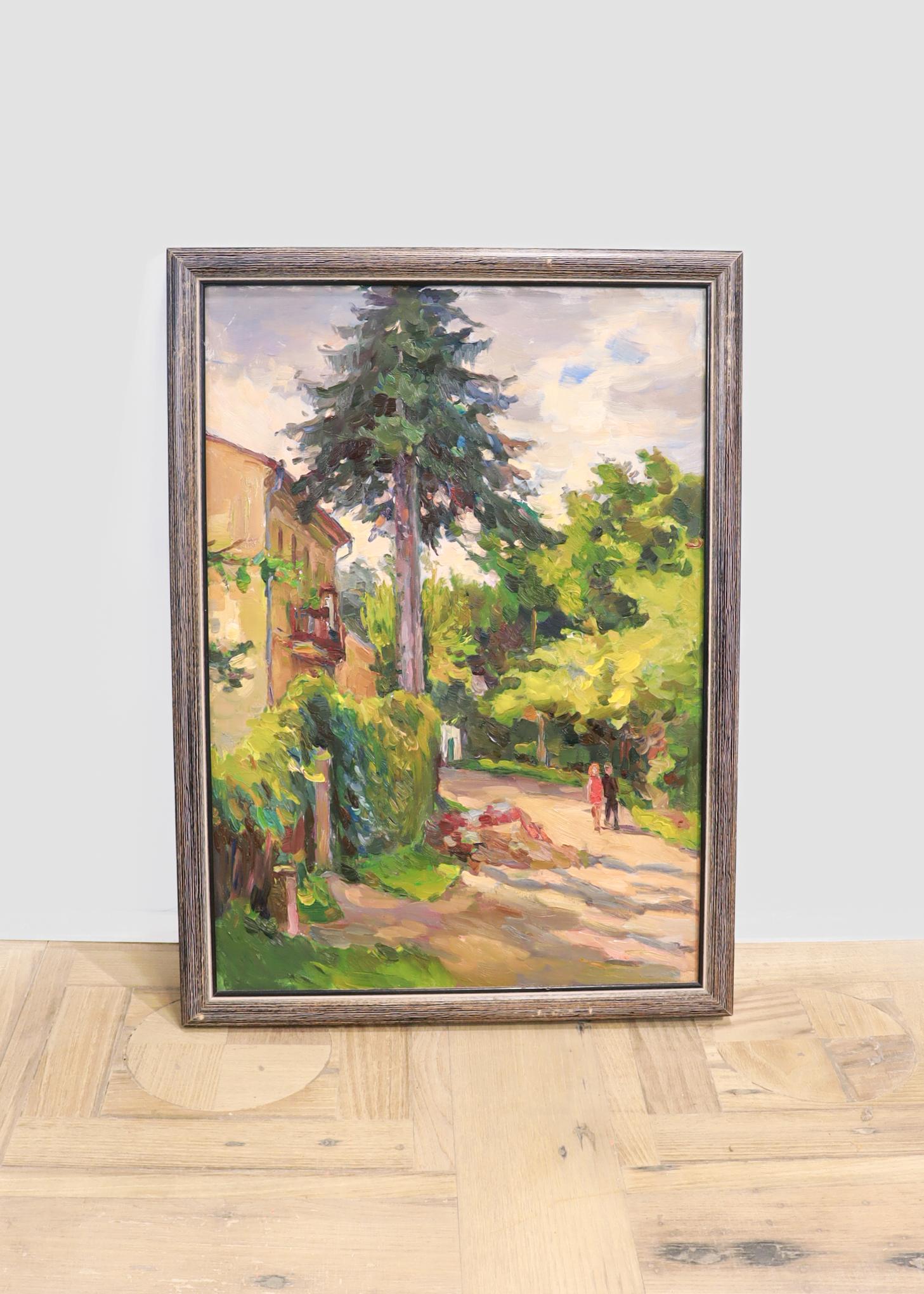 Leon Oziasovych Kopelman Ukrainian Mountain Village Road Impasto Oil Painting In Good Condition For Sale In Philadelphia, PA