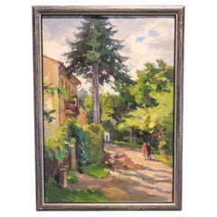 Leon Oziasovych Kopelman Ucraino Villaggio di montagna Strada Impasto Pittura ad olio