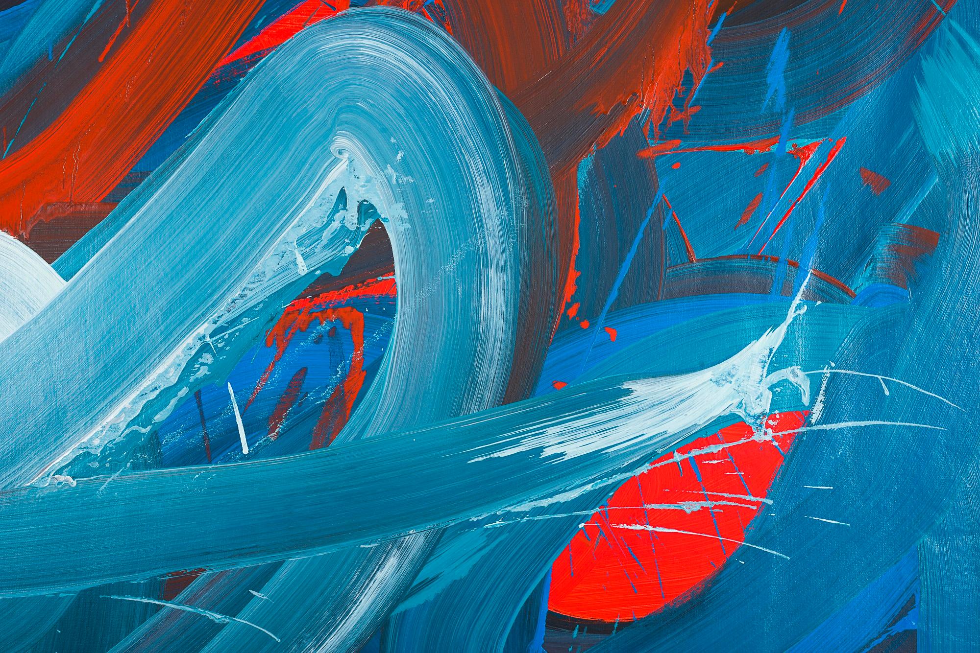 Swirl 5 (pittura astratta) - Abstract Painting Blu di Leon Phillips