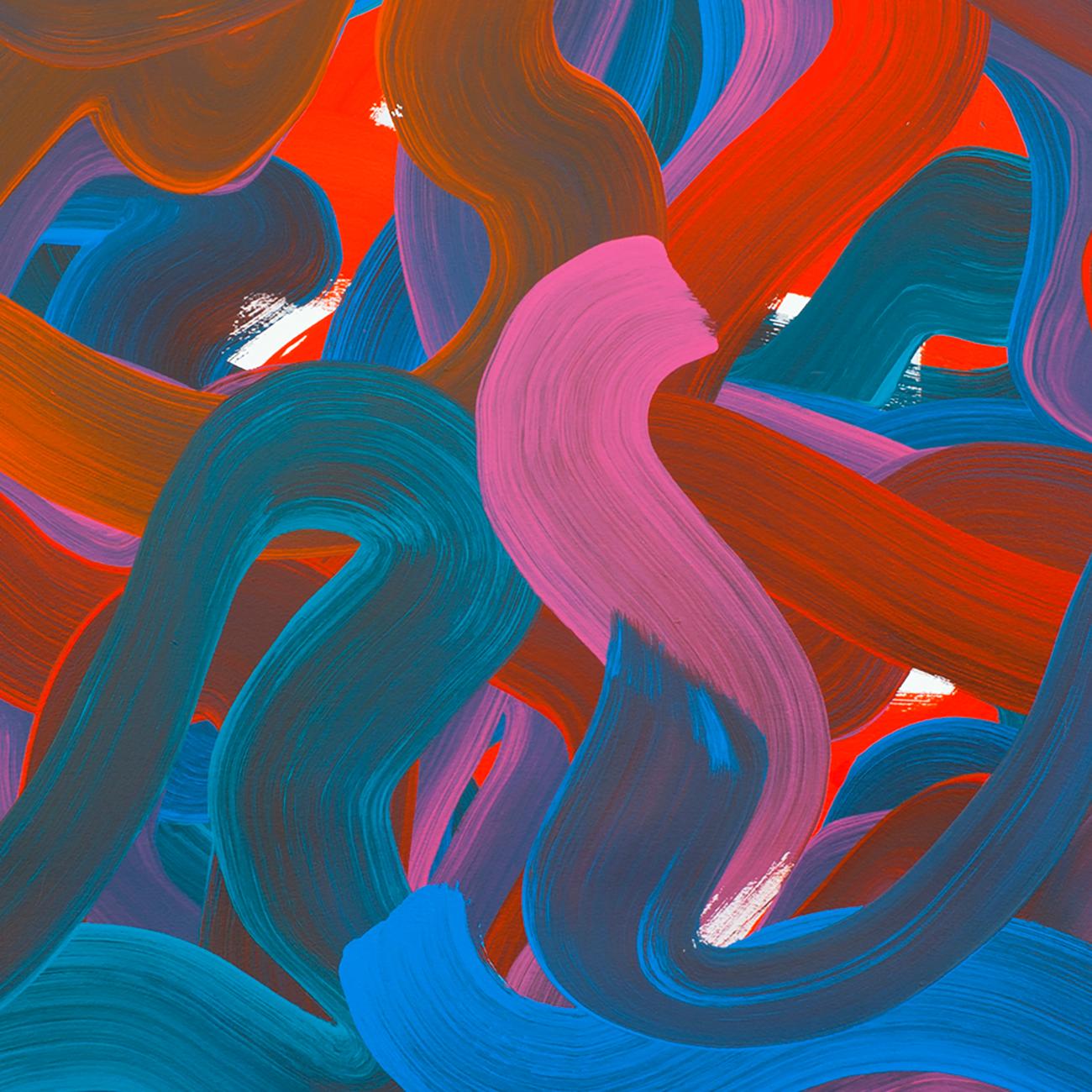 Wiggle n° 22 (peinture abstraite) - Gris Abstract Painting par Leon Phillips