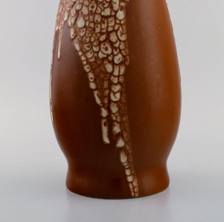 Mid-20th Century Leon Pointu, France, Large Art Deco Vase in Glazed Stoneware For Sale