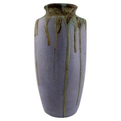 Leon Pointu, France, Large Art Deco Vase in Glazed Stoneware