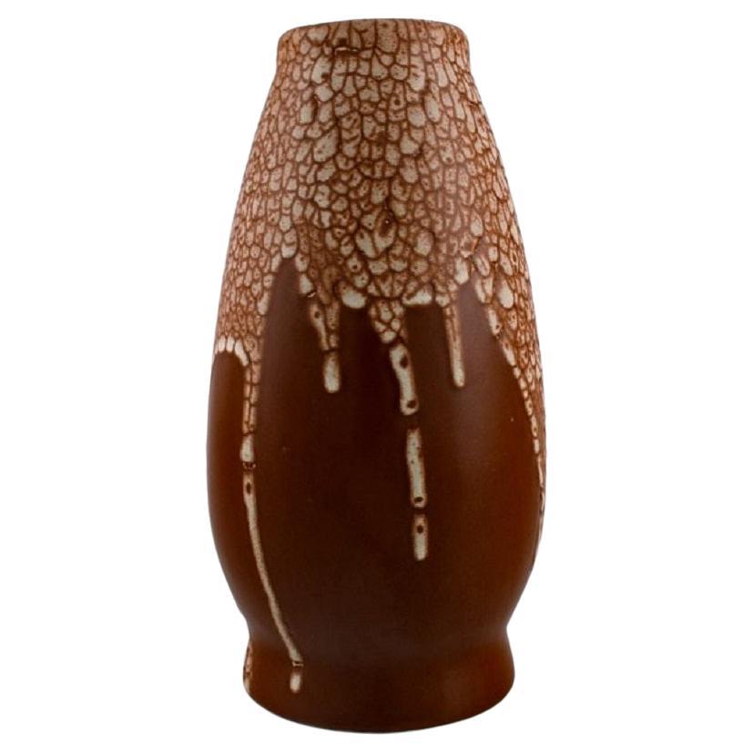 Leon Pointu, Frankreich, große Art-Déco-Vase aus glasiertem Steingut