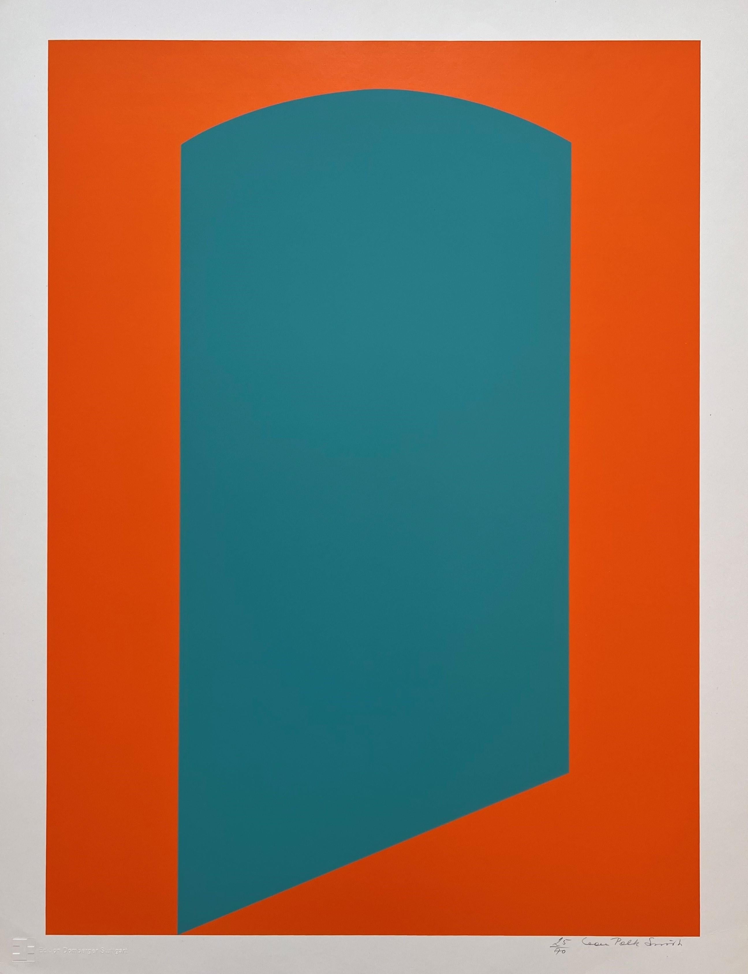 Leon Polk Smith Abstract Print - Untitled from "Formen der Farbe" - Smith, Orange, Turquoise, Constructivism