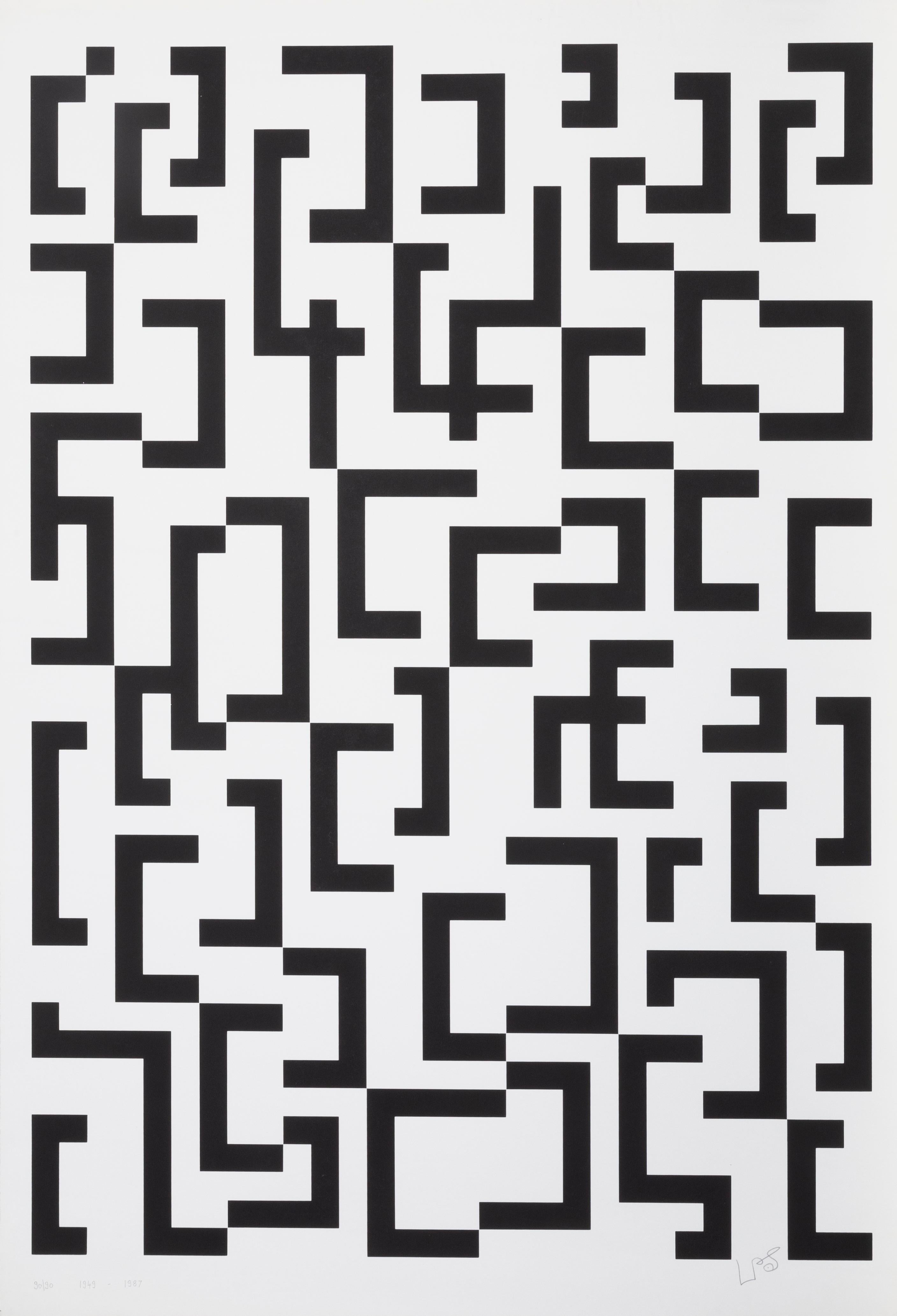 Abstract Print Leon Polk Smith - Werkubersicht/Work-Overview D, grand écran de soie de Leon Polk-Smith