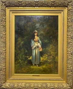 Bejeweled woman within a Barbizon Landscape