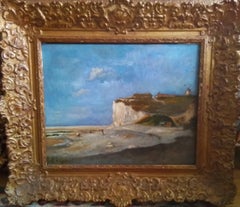 The Cliffs Of Treport - Normandy Etretat, huile sur bois de Léon Richet