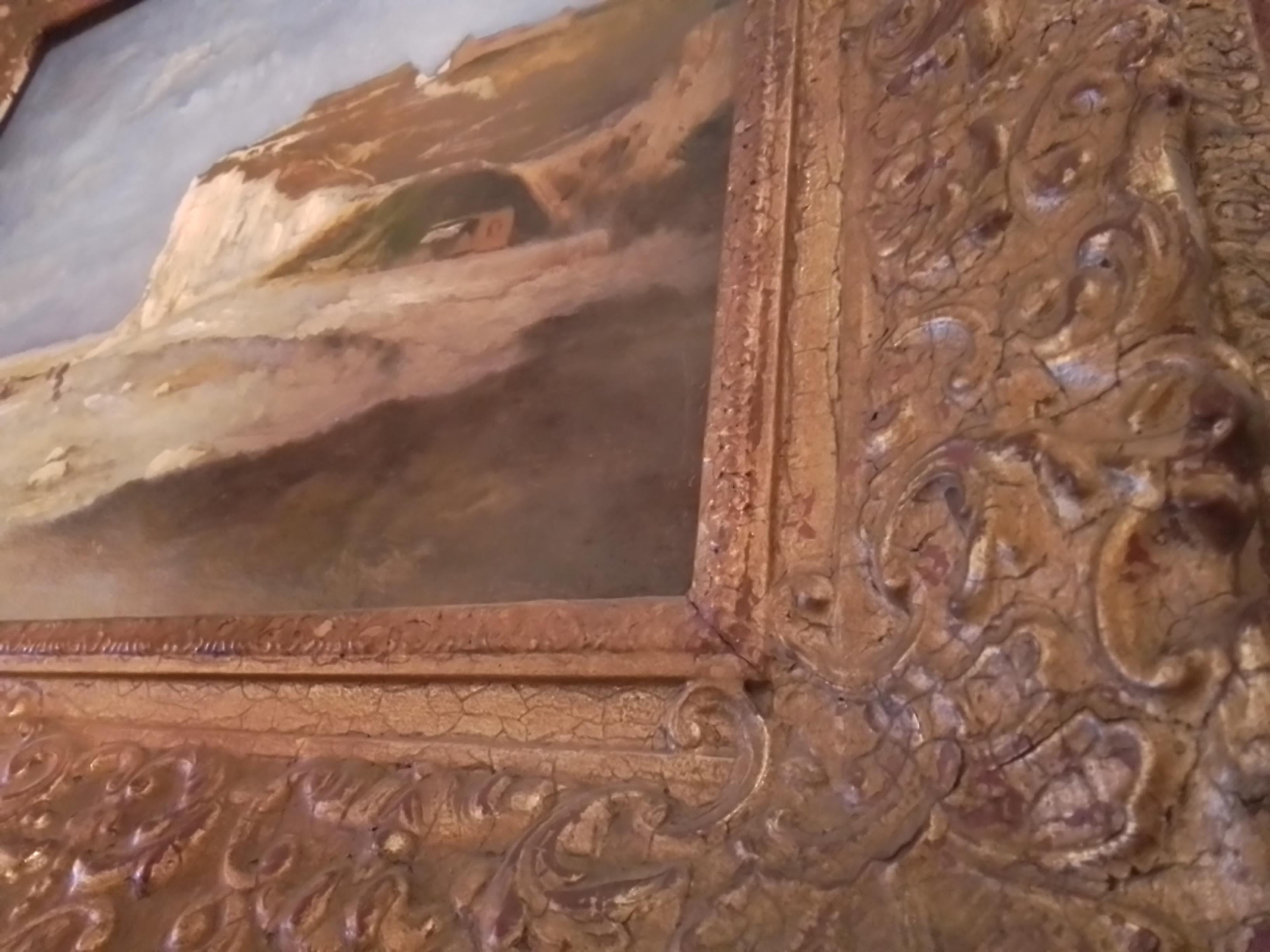 Los Acantilados de Treport - Normandía Etretat, óleo sobre madera de Léon Richet en venta 7