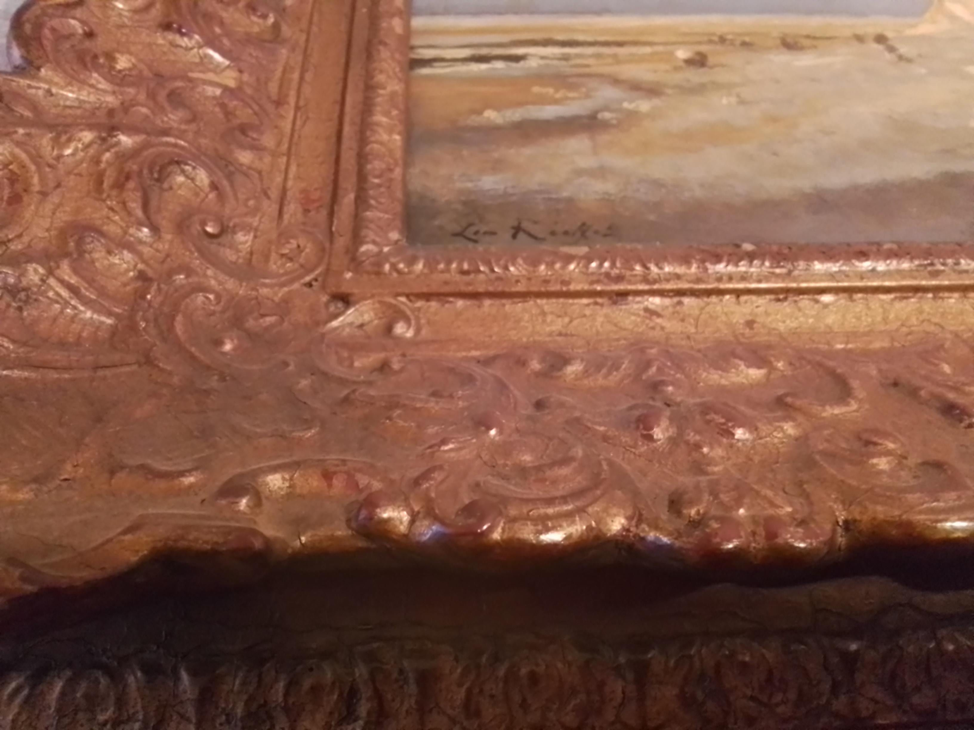 Los Acantilados de Treport - Normandía Etretat, óleo sobre madera de Léon Richet en venta 2