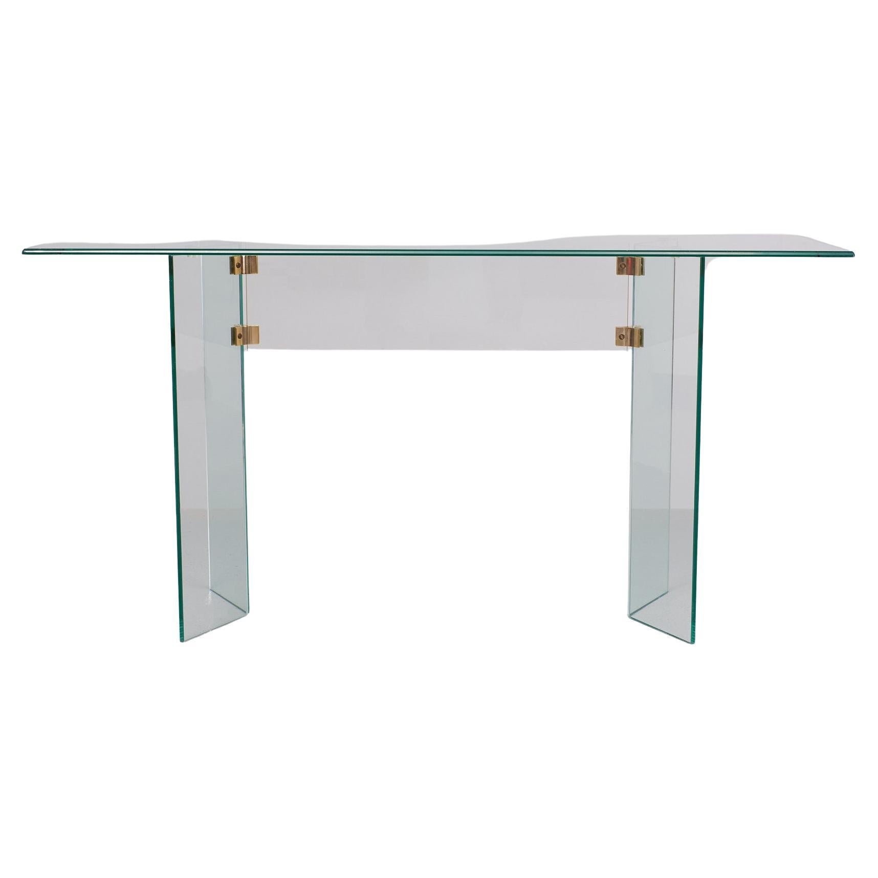Late 20th Century Leon Rose Glass Console Table 1970s France  For Sale