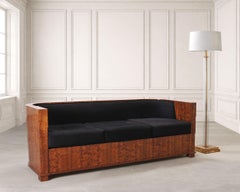 Leon Rosen Art Deco Style Burlwood Waterfall Sofa Settee