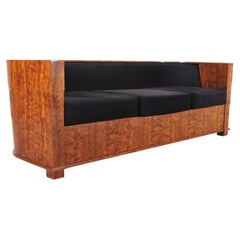 Leon Rosen Art Deco Style Burlwood Waterfall Sofa Settee