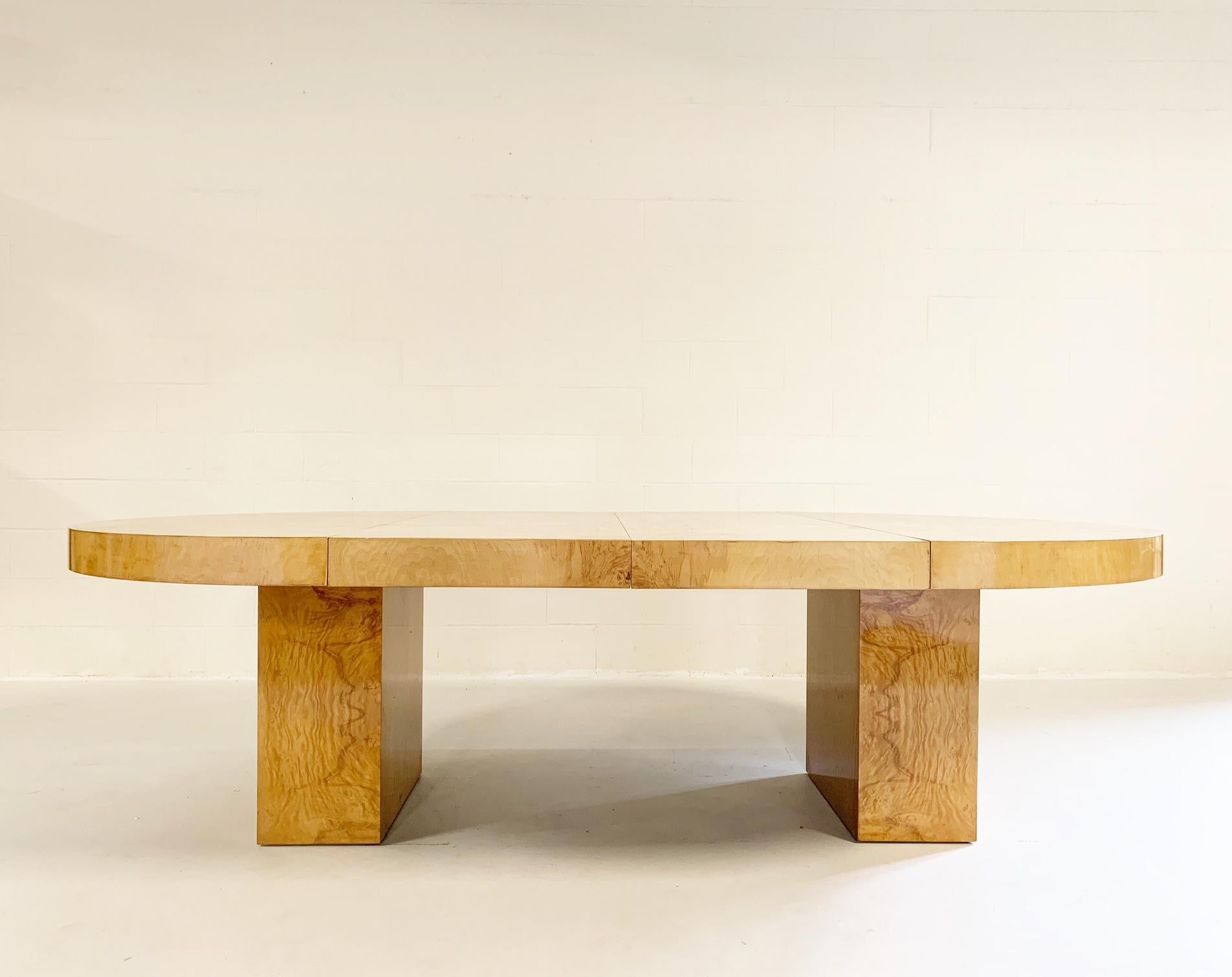 Modern Leon Rosen Burl Wood Oval Dining Table