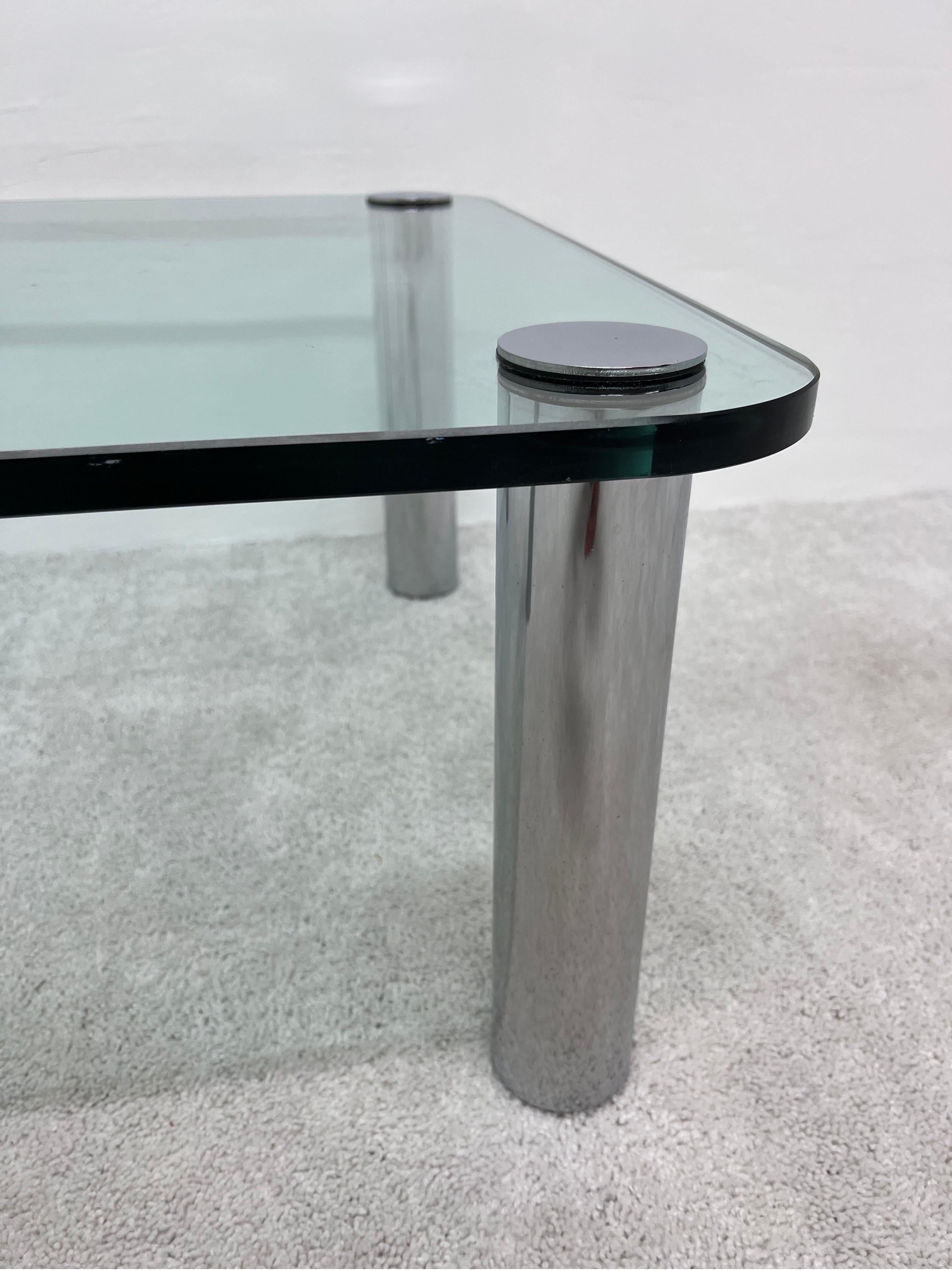 Leon Rosen Chrome and Glass Top Side or Small Coffee Table for Pace, 1970s 1
