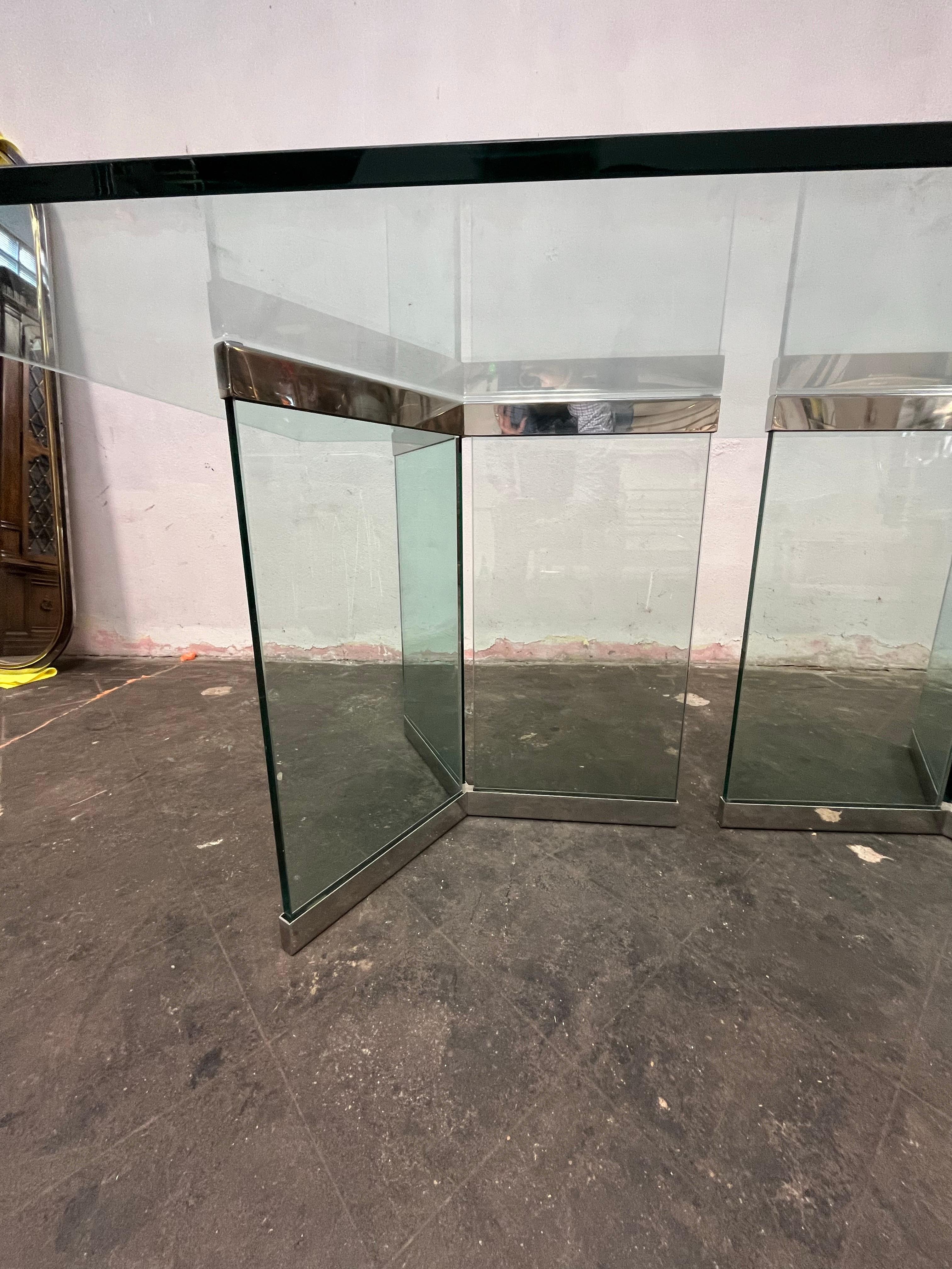 Table de salle à manger Leon Rosen pour Pace Collection Glass and Chrome Bon état - En vente à W Allenhurst, NJ