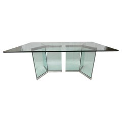 Leon Rosen Dining Table for Pace Collection Glass and Chrome