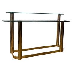 Leon Rosen for Pace Brass and Glass Tiered Console