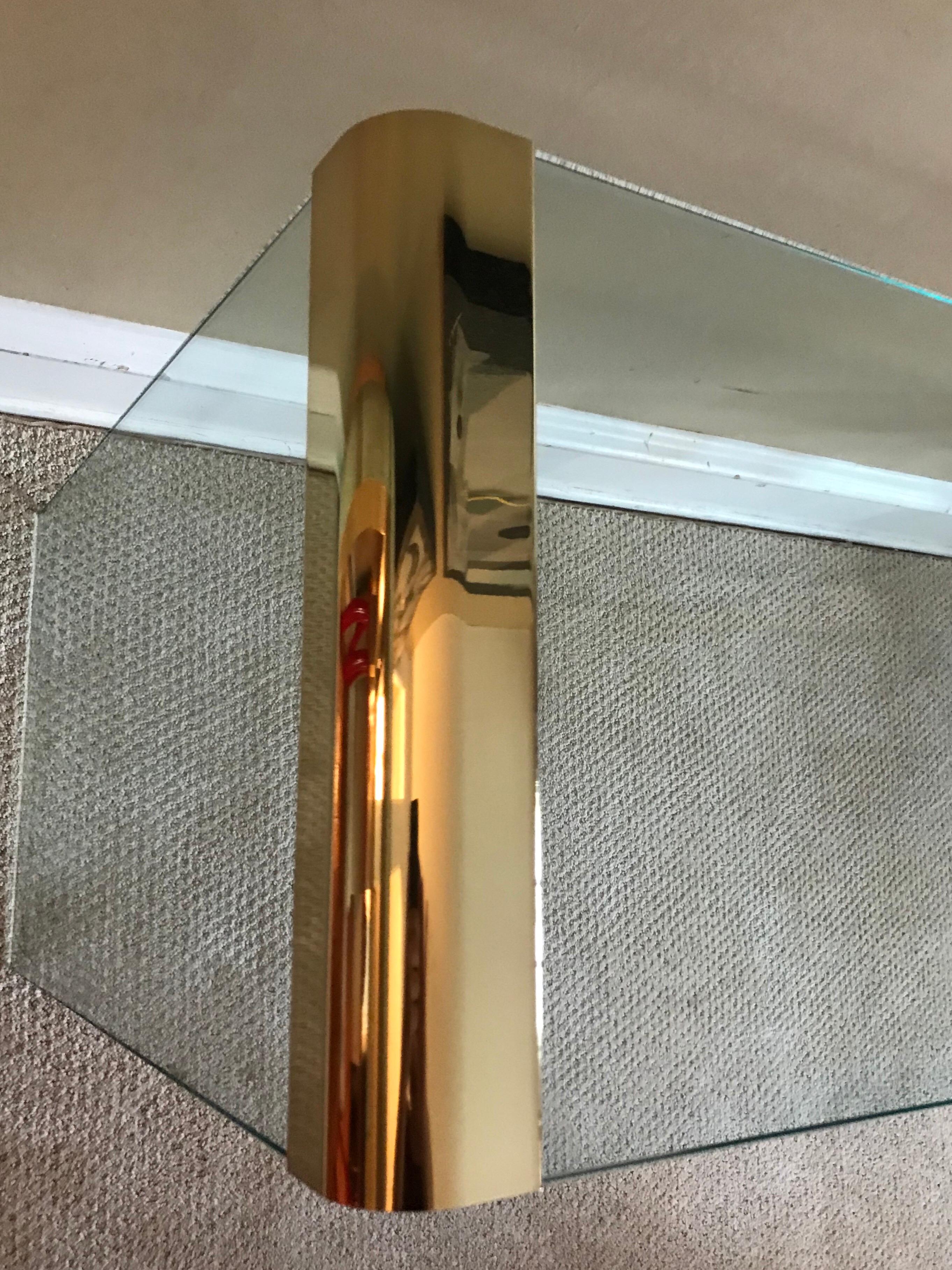 Leon Rosen for Pace Brass and Glass Console Table In Good Condition In Philadelphia, PA