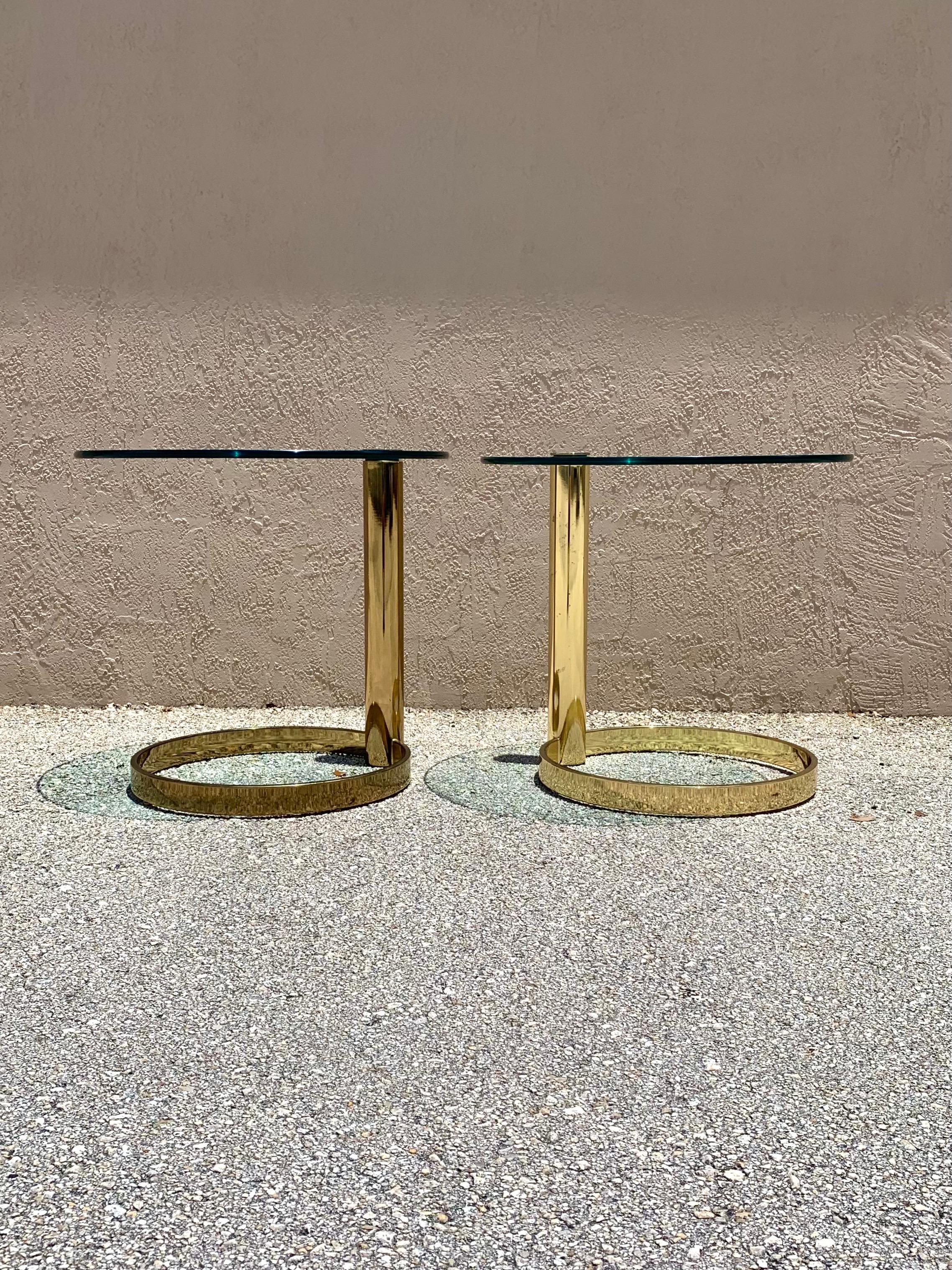 Mid-Century Modern Leon Rosen for Pace Brass Side Tables, a Pair