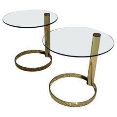 Leon Rosen for Pace Brass Side Tables, a Pair