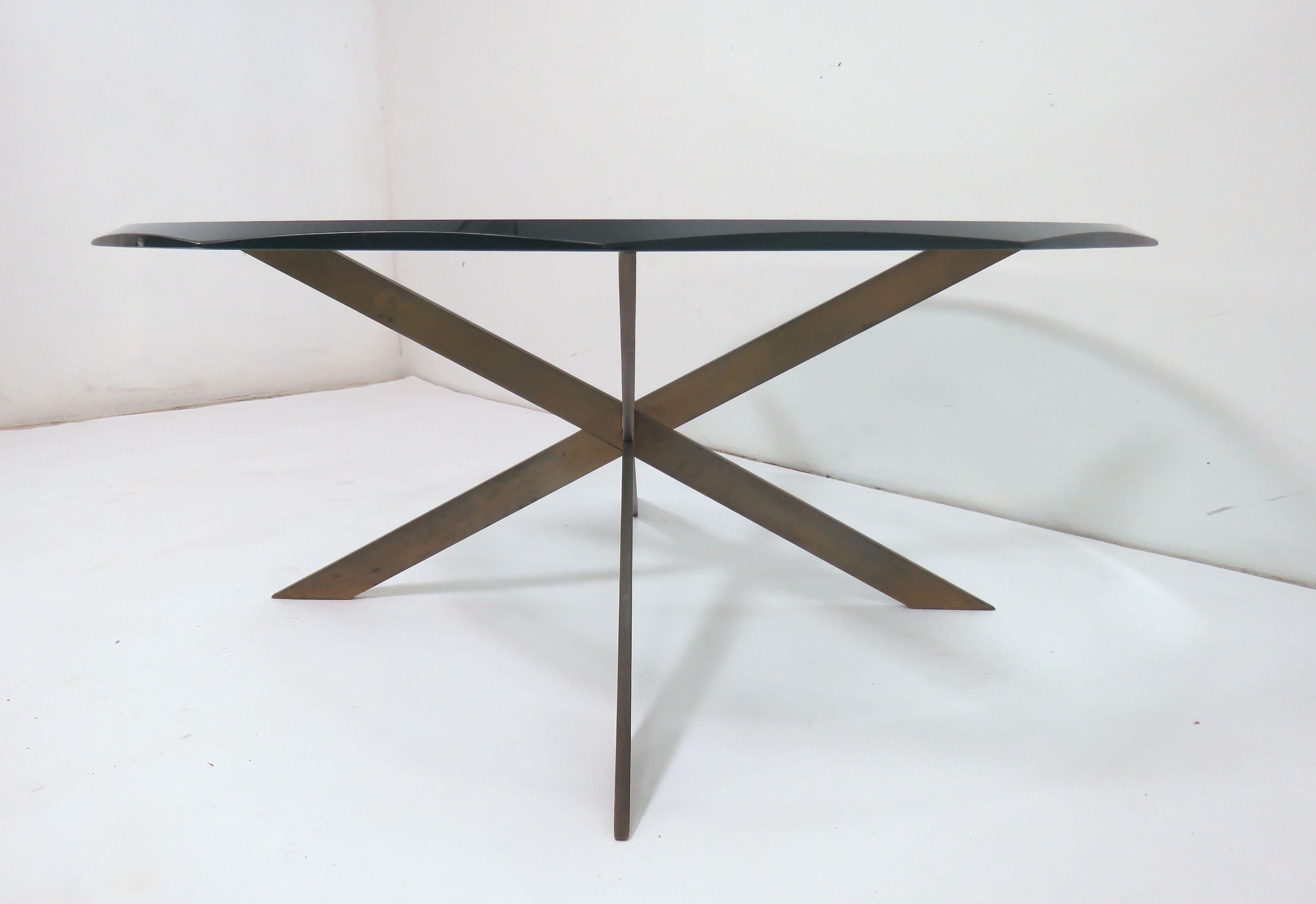 American Leon Rosen for Pace Bronze X-Form Coffee Table