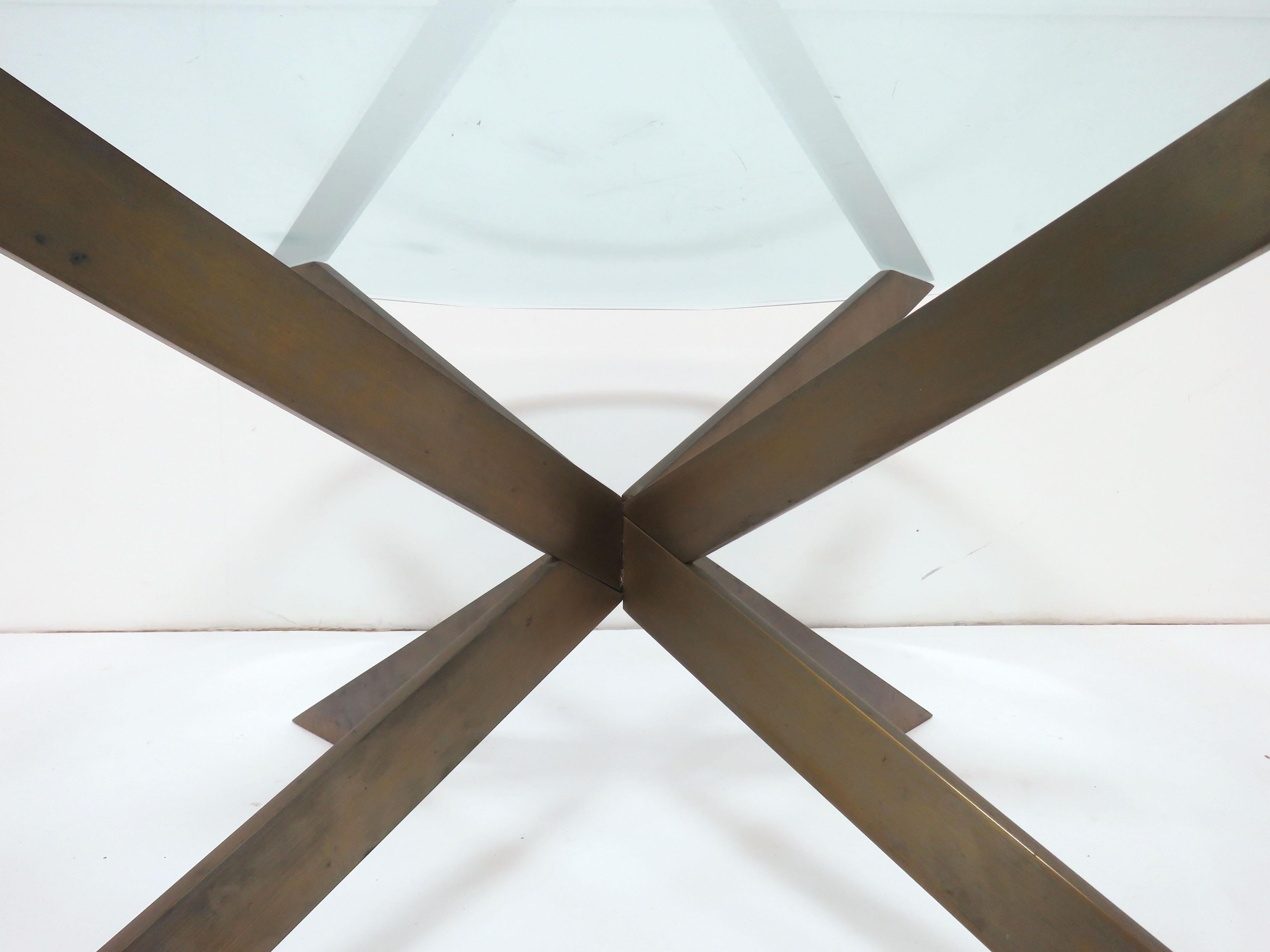 Leon Rosen for Pace Bronze X-Form Coffee Table In Good Condition In Peabody, MA