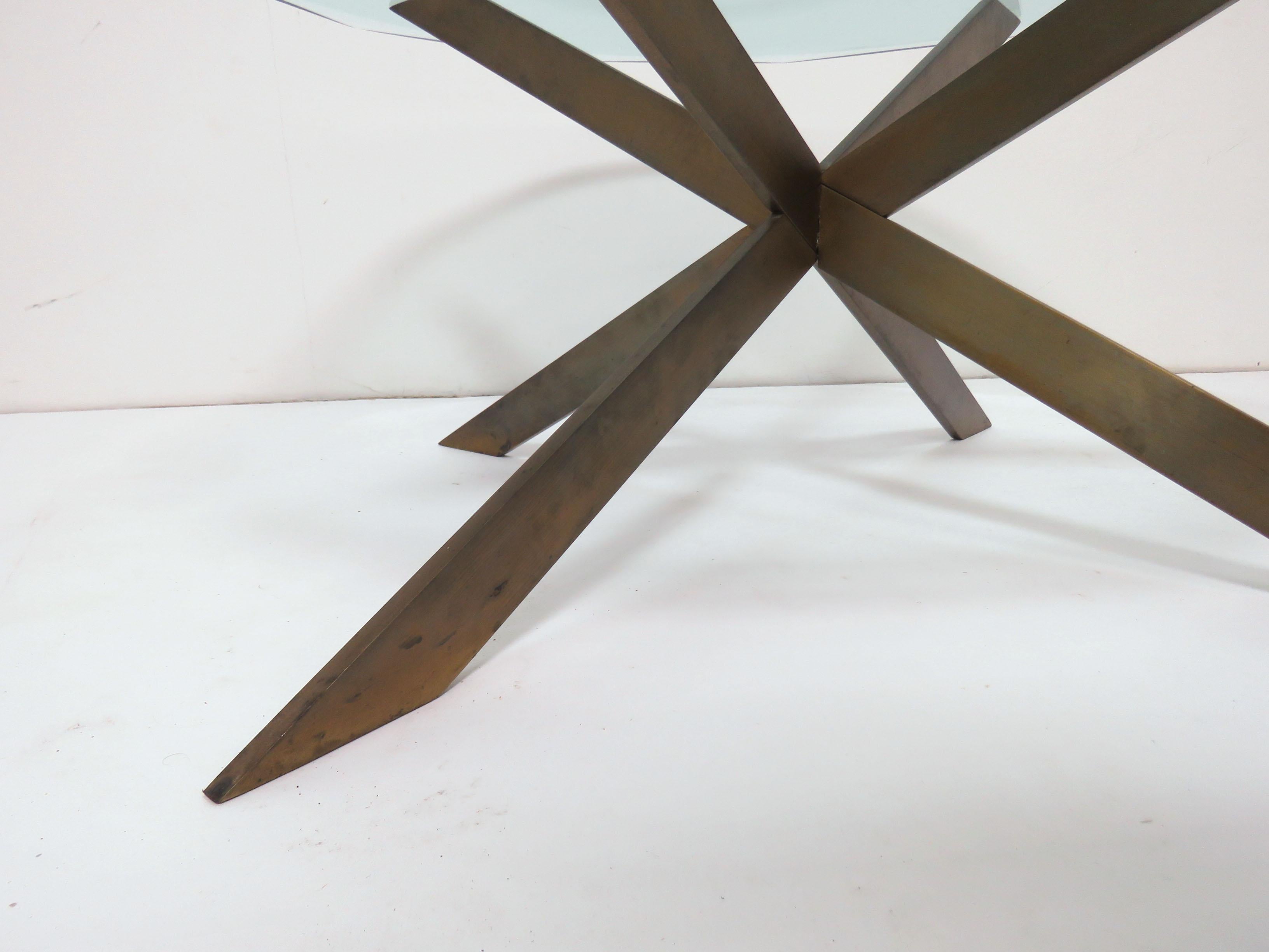Late 20th Century Leon Rosen for Pace Bronze X-Form Coffee Table