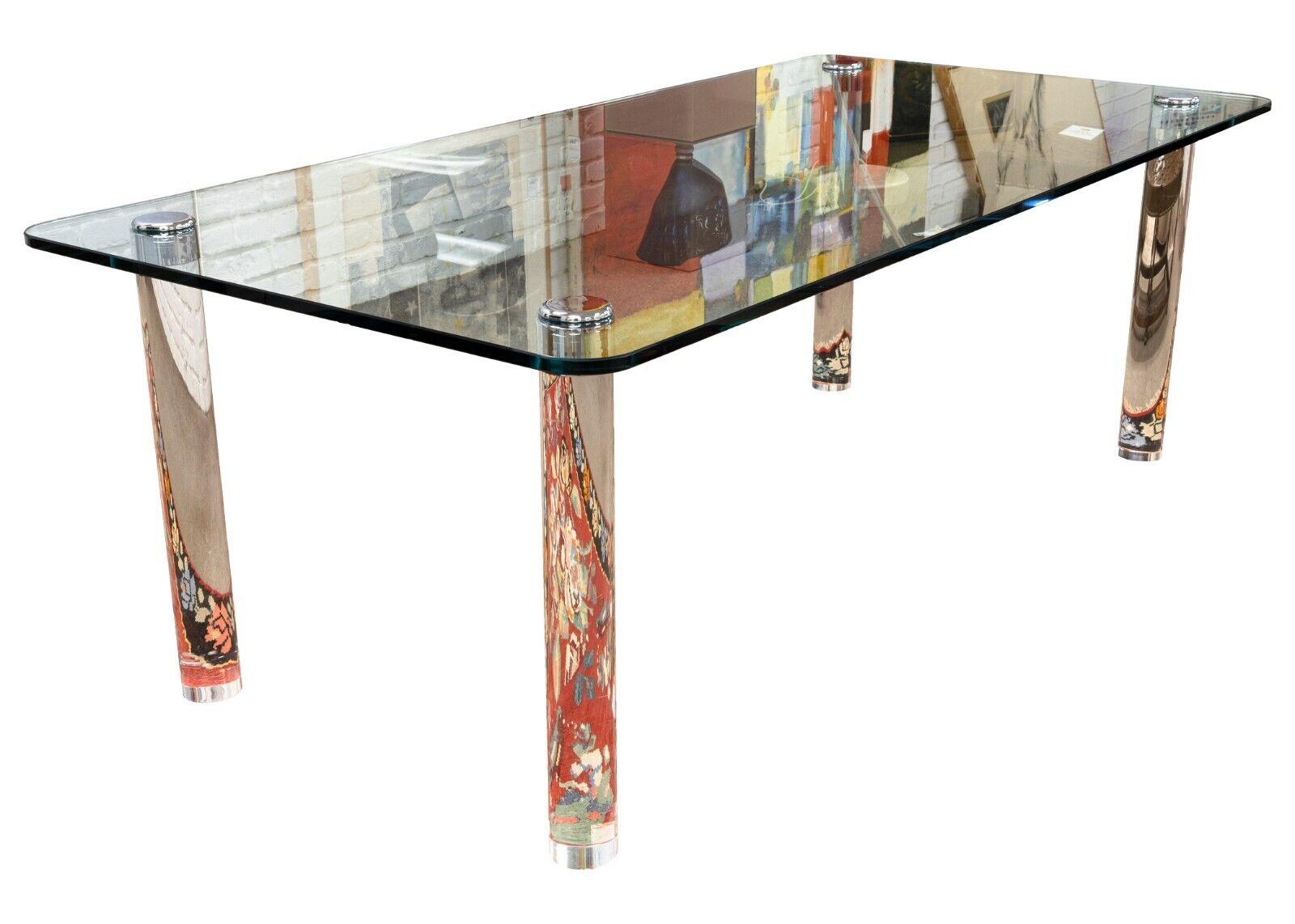 Leon Rosen for Pace Chrome & Lucite Glass Dining Table In Good Condition In Keego Harbor, MI