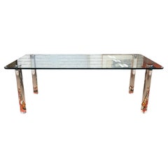 Leon Rosen for Pace Chrome & Lucite Glass Dining Table