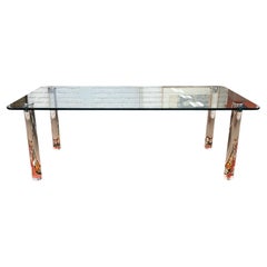 Vintage Leon Rosen for Pace Chrome & Lucite Glass Dining Table