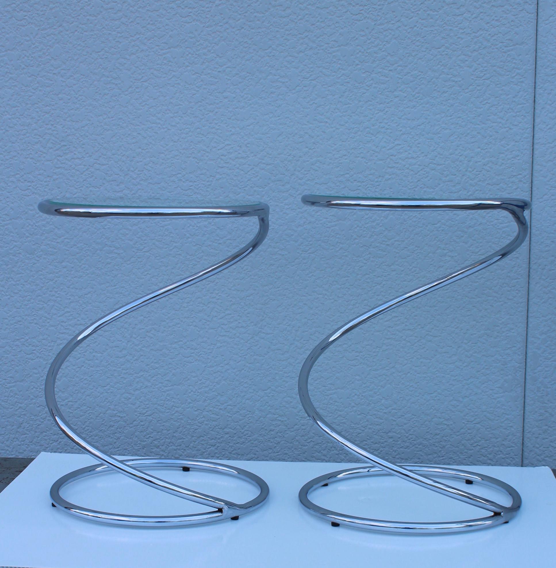 Mid-Century Modern Leon Rosen For Pace Chrome Side Tables