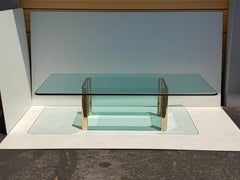 Leon Rosen for Pace Collection Brass and Glass Large Coffee Table