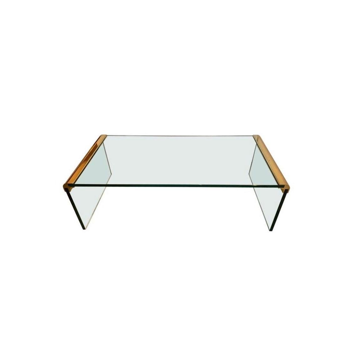 Leon Rosen for Pace Collection Brass & Glass Waterfall Cocktail Table 3