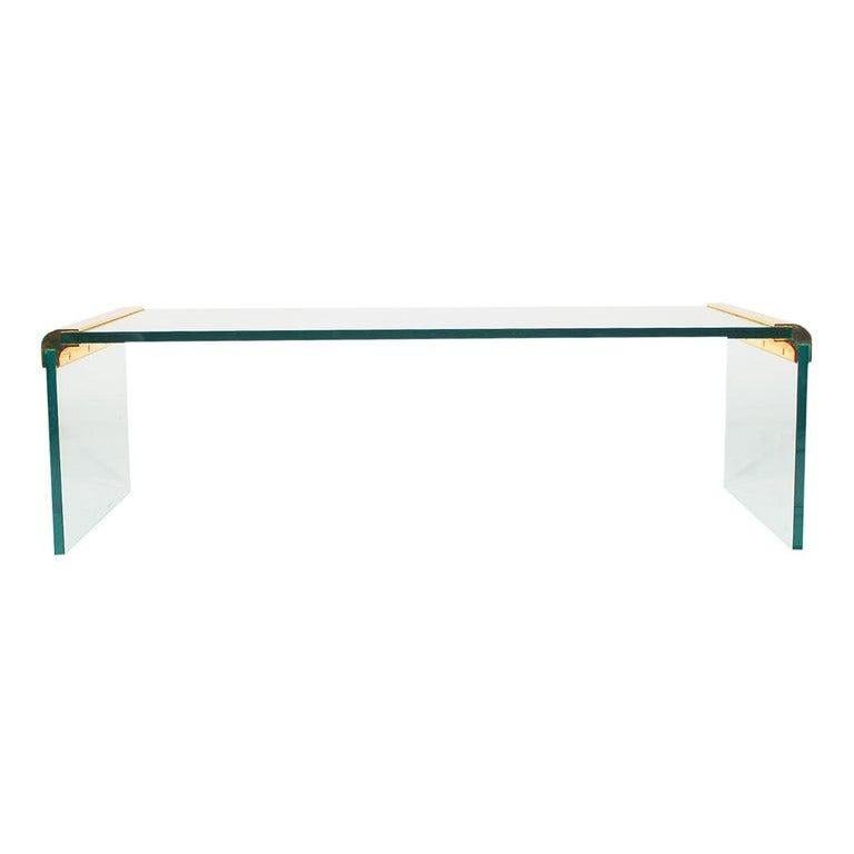 Leon Rosen for Pace Collection Brass & Glass Waterfall Cocktail Table 4