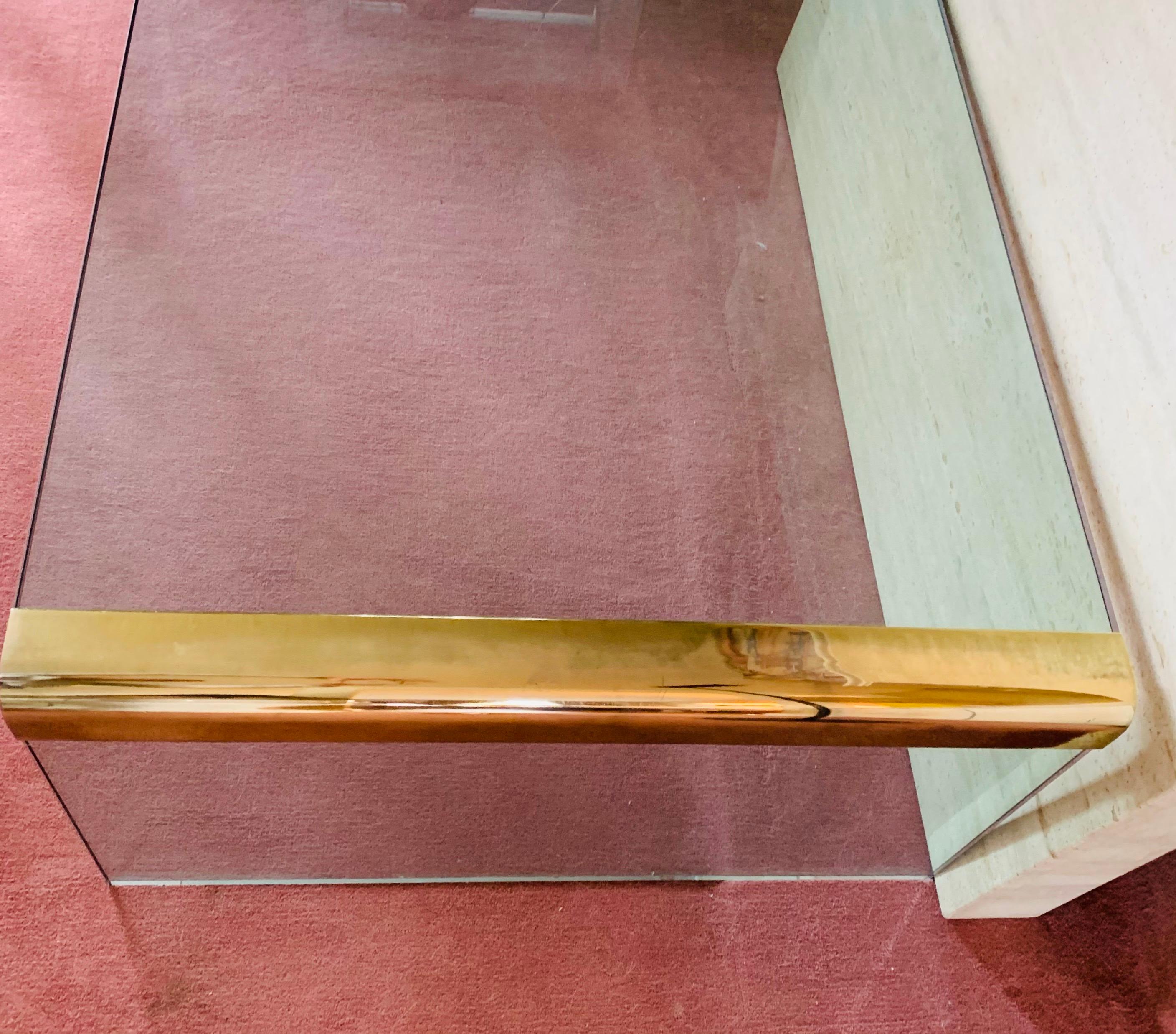 Leon Rosen for Pace Collection Brass & Glass Waterfall Cocktail Table 1