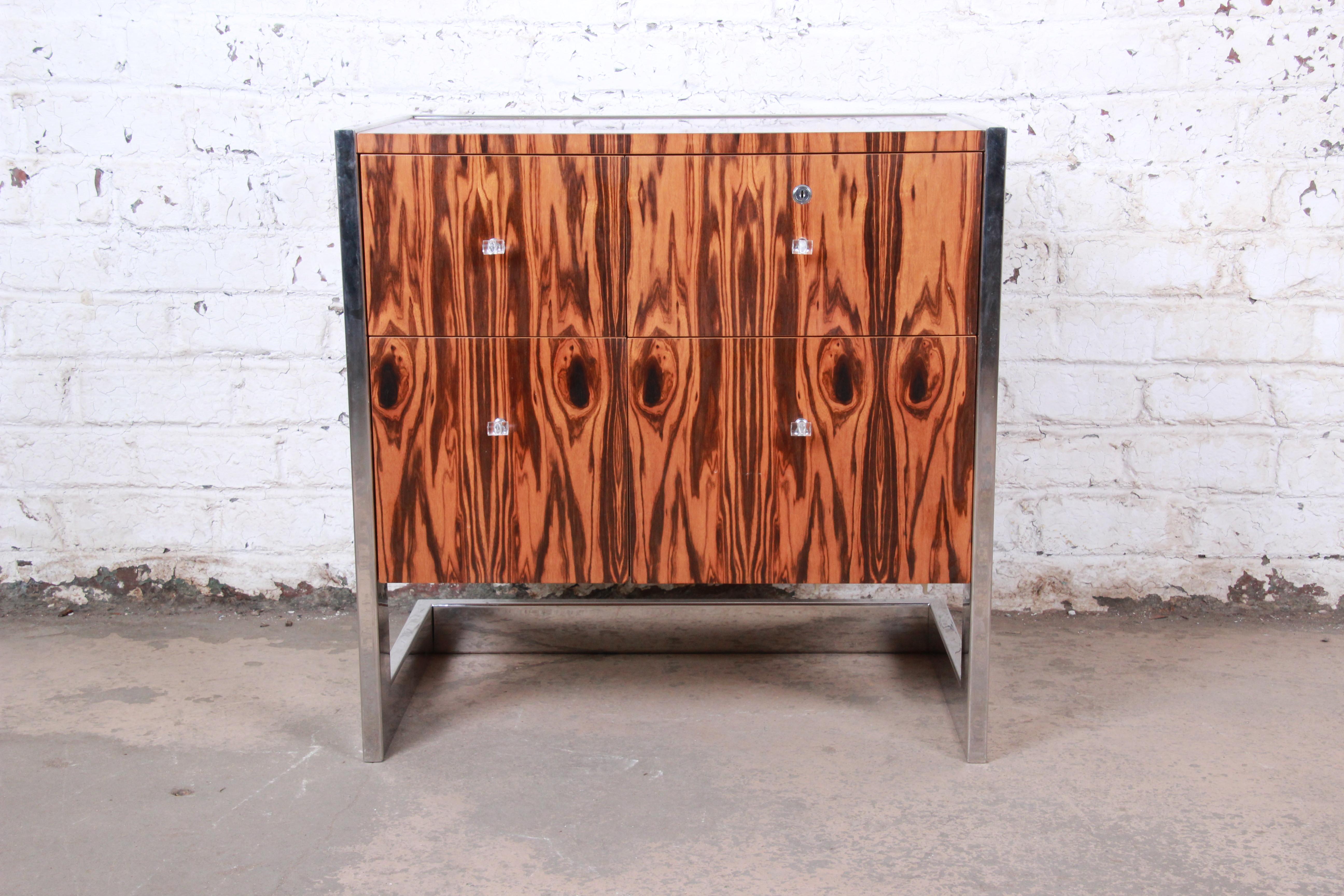 Mid-Century Modern Leon Rosen for Pace Collection Brazilian Rosewood and Steel Cantilevered Chest