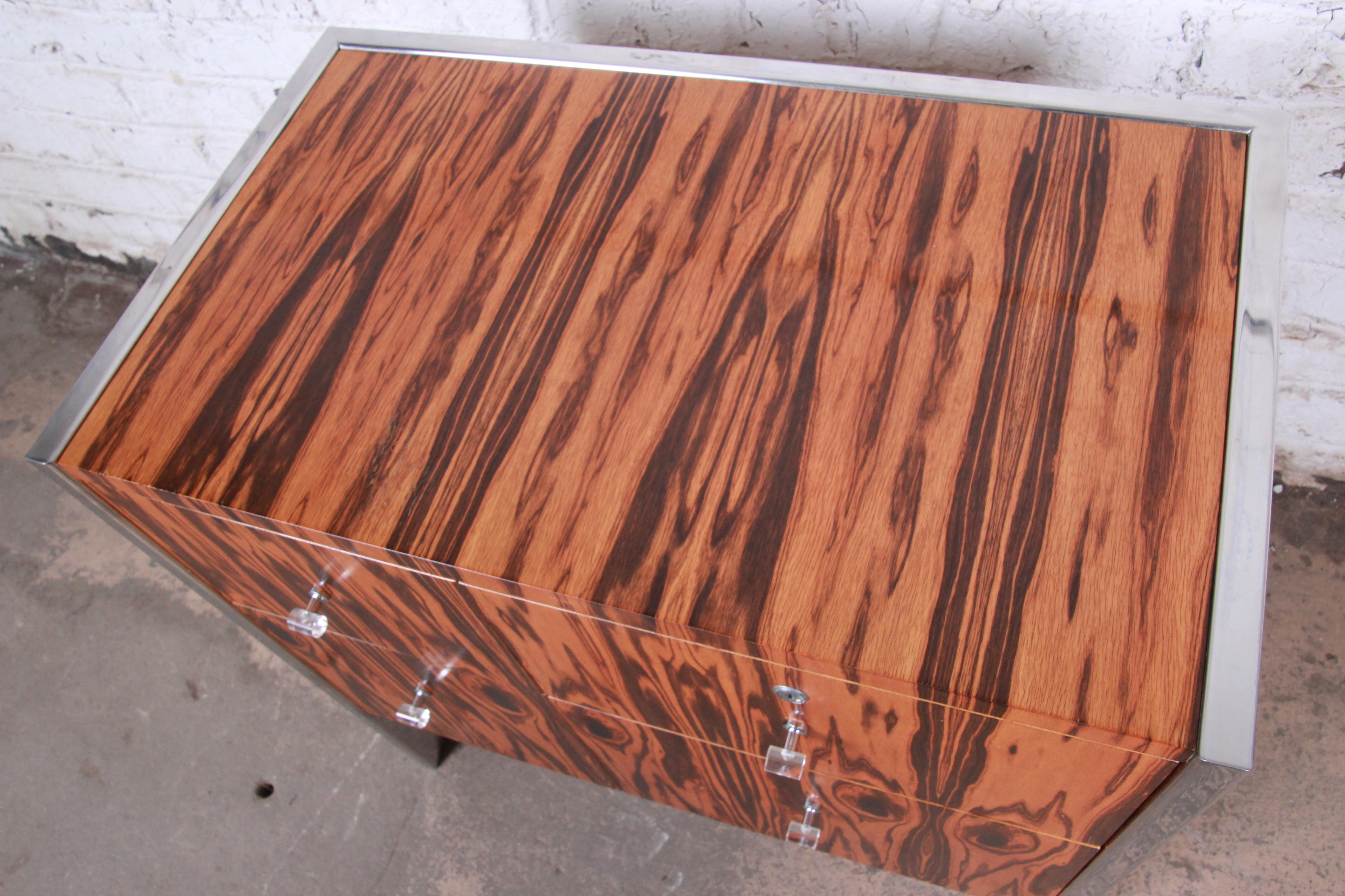 Leon Rosen for Pace Collection Brazilian Rosewood and Steel Cantilevered Chest In Good Condition In South Bend, IN