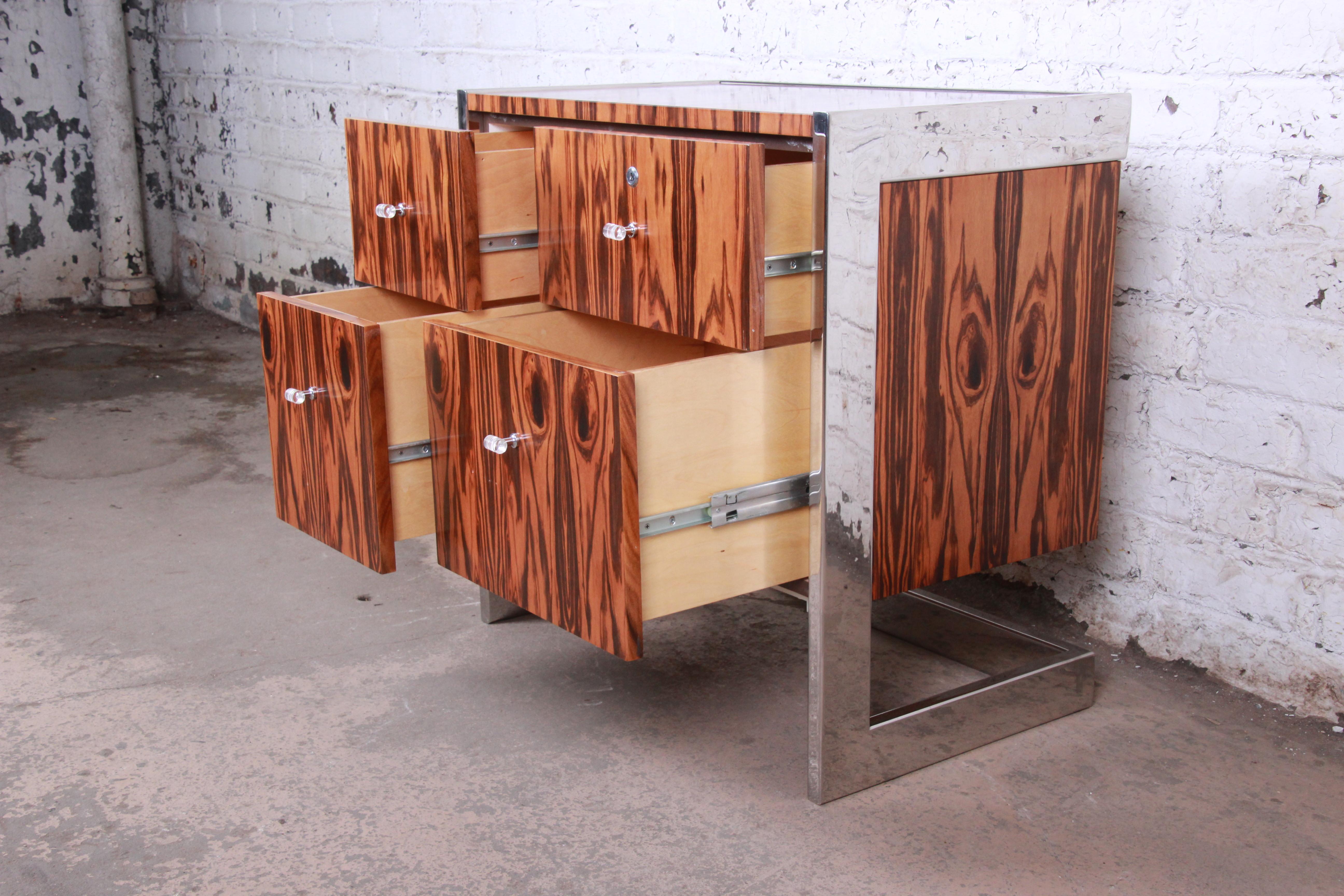 Leon Rosen for Pace Collection Brazilian Rosewood and Steel Cantilevered Chest 2