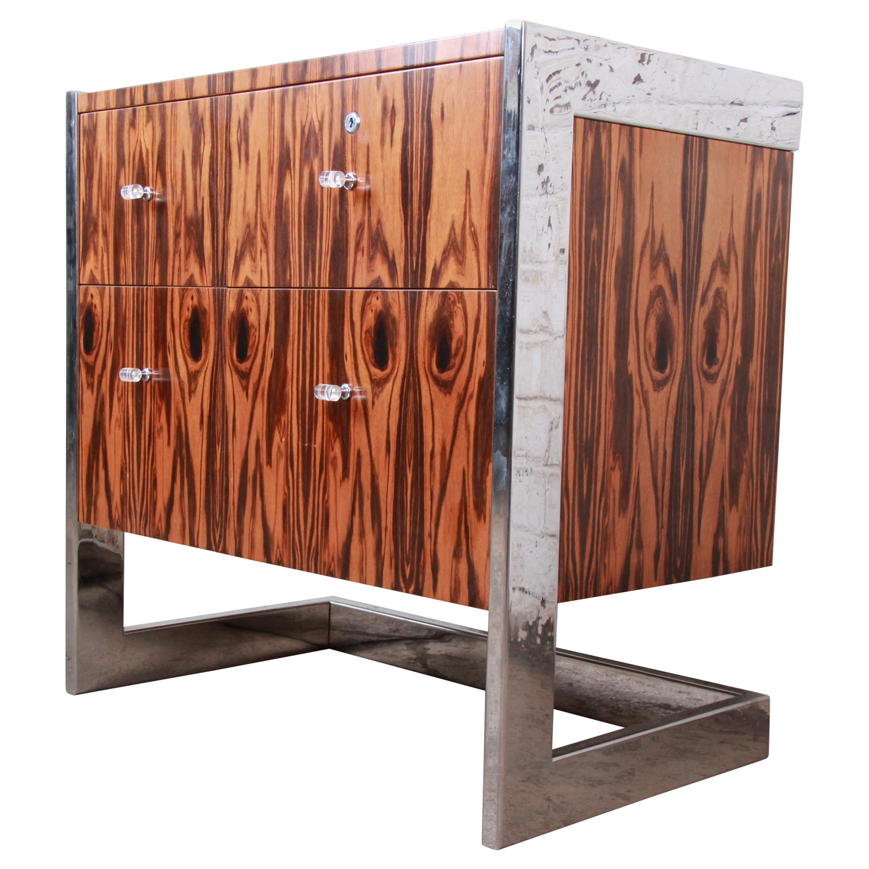 Leon Rosen for Pace Collection Brazilian Rosewood and Steel Cantilevered Chest