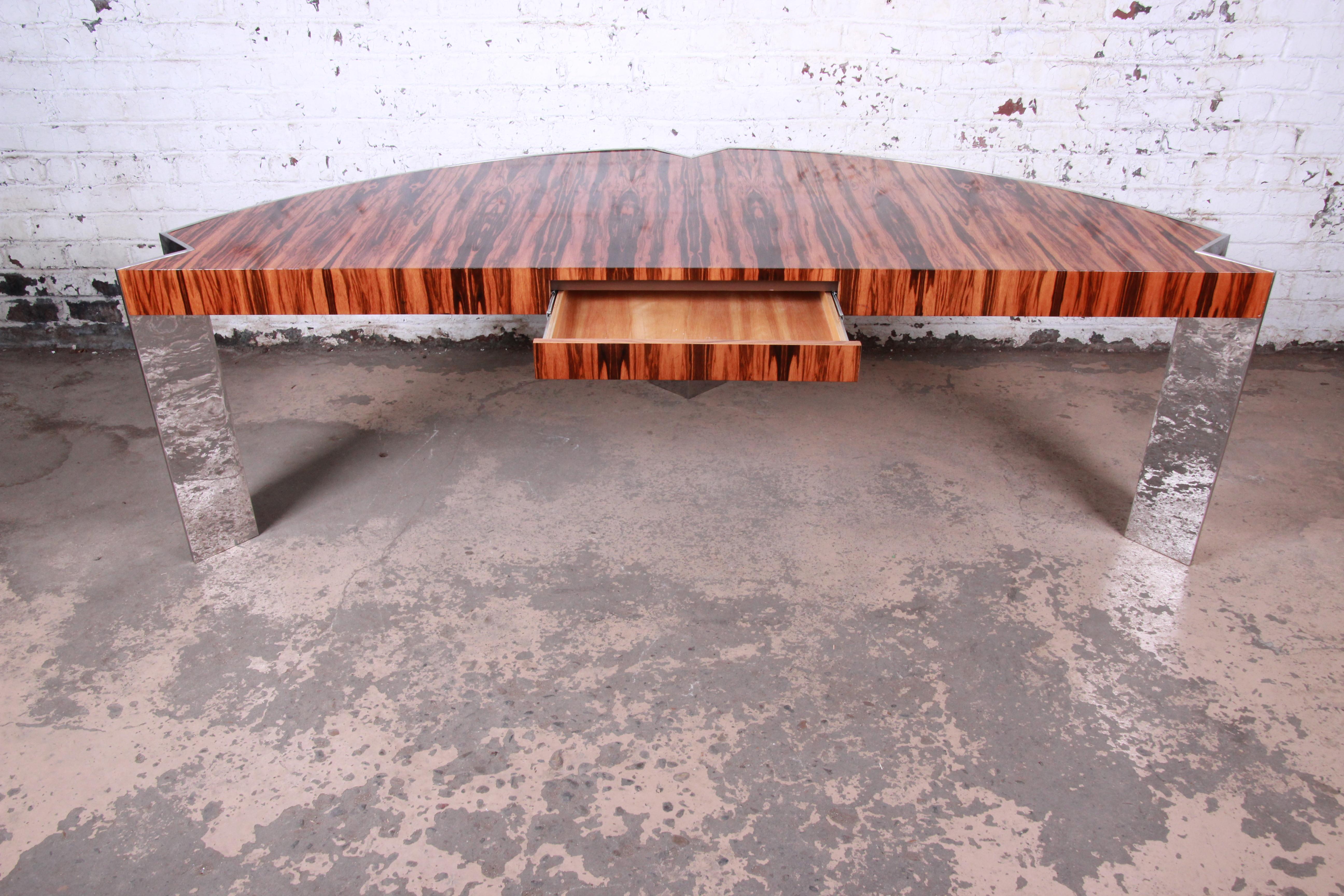 Mid-Century Modern Leon Rosen for Pace Collection Brazilian Rosewood and Steel Executive Desk