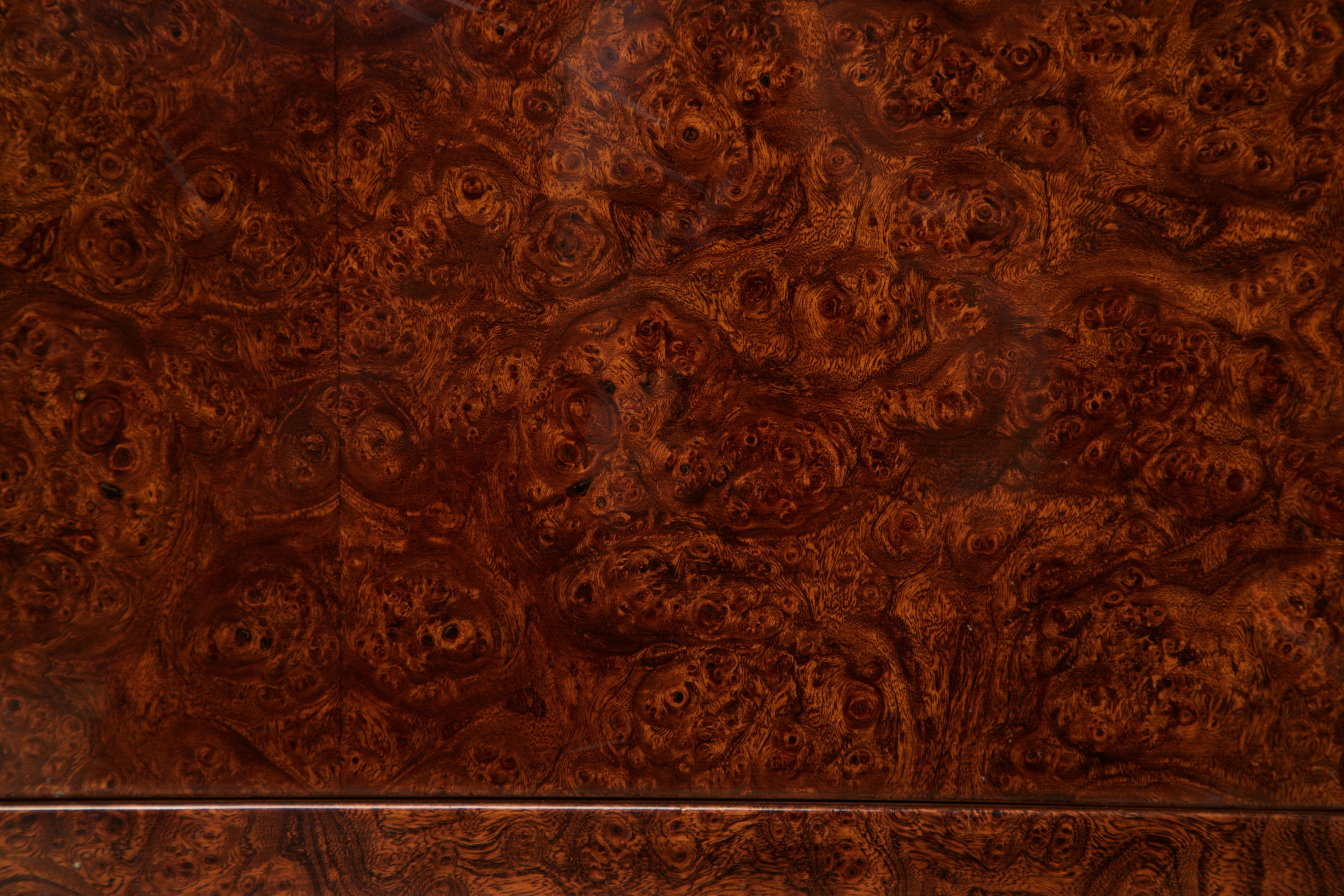 Leon Rosen for Pace Collection Burl & Chrome Waterfall Executive Desk, c 1970s 3