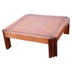 Leon Rosen for Pace Collection Burl Wood and Walnut Art Deco Cocktail Table