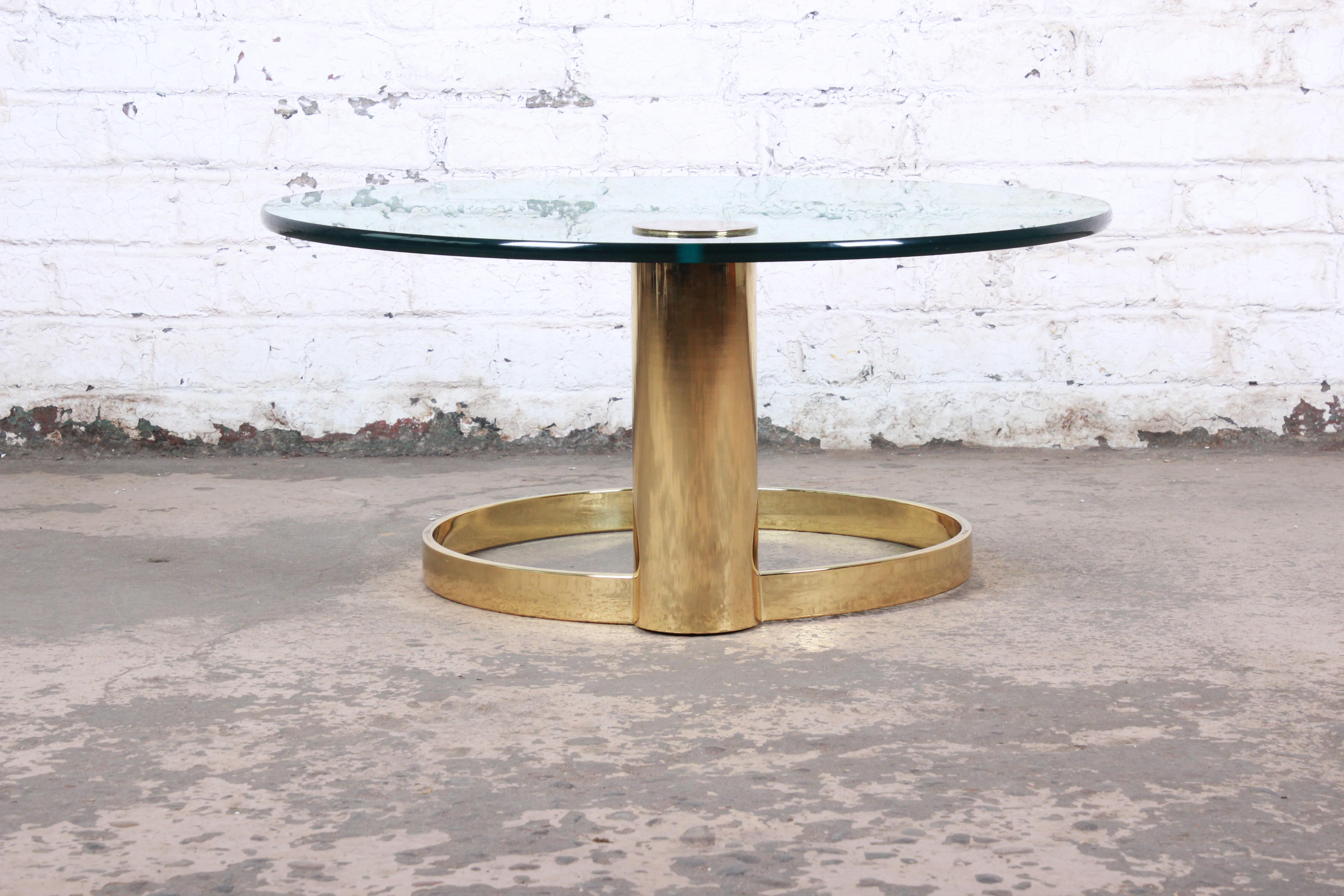 Leon Rosen for Pace Collection Cantilevered Brass and Glass Coffee Table 1
