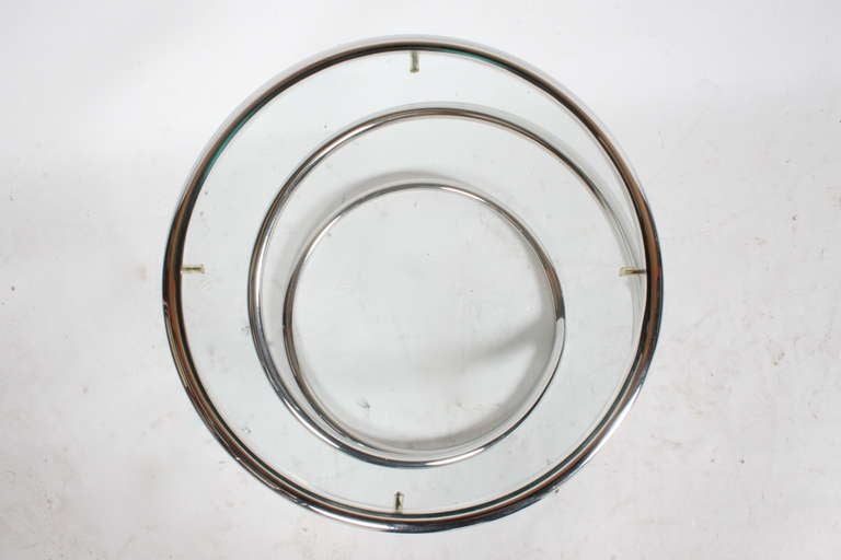 Leon Rosen for Pace Collection Chrome & Glass Spring or Spiral Side or End Table 1