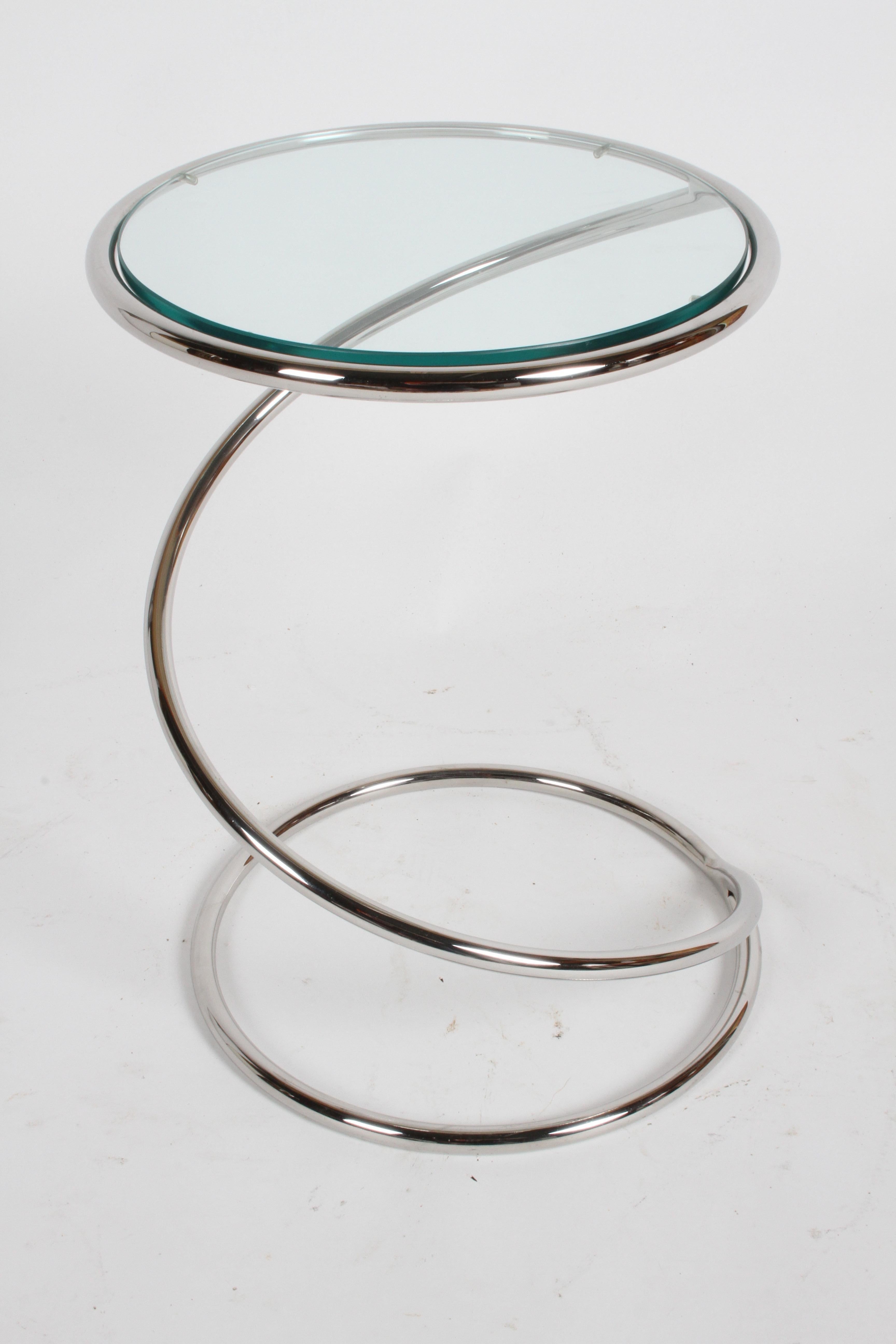 Leon Rosen for Pace Collection Chrome & Glass Spring or Spiral Side or End Table 3